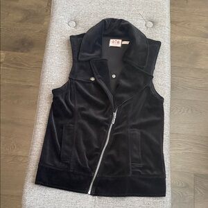 Juicy Couture Black Velvet Zip-Front Womens Vest Jacket